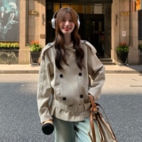 2026春款现货韩系个性百搭卡其色风衣外套#25165-P175-K258，女装风衣，唛多