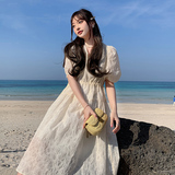 夏季现货纯色暗纹连衣裙2色入#3065-P105-k158，女装连衣裙，唛多