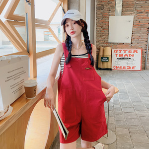 韩版俏皮减龄学院风背带裤女2025夏季新款日系宽松显瘦盐系连体裤图片