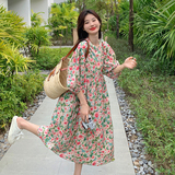 2024春款现货繁花似锦印花长裙度假风#1036-P115-k168，女装连衣裙，唛多
