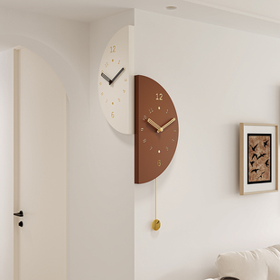 普赛克2026新款法式客厅转角挂钟静音挂墙双面时钟创意铁艺拐角钟