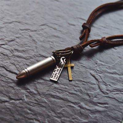 文艺风复古十字架配饰毛衣链