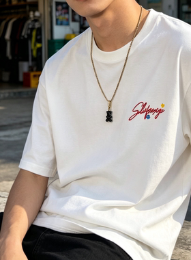 男生项链软糖小熊吊坠男装T恤搭配挂件黑色痞帅小众设计嘻哈项链