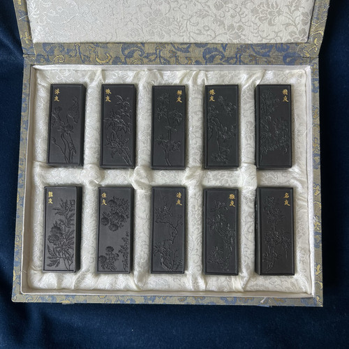 徽墨 墨块墨条名花十友松烟墨