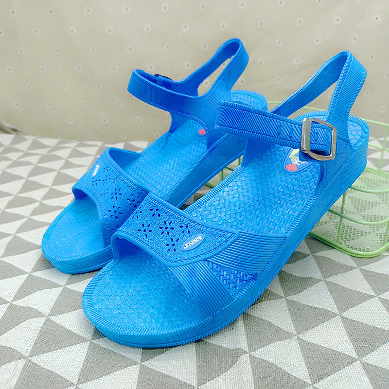 女凉鞋夏平底防滑防水工作鞋学生鞋四季棉纱厂车间鞋开车一字凉鞋