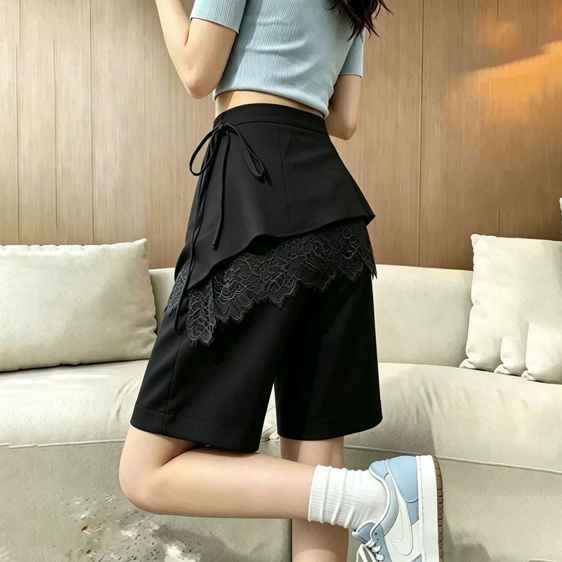 黑色蕾丝屁帘五分裤女2026夏休闲裤