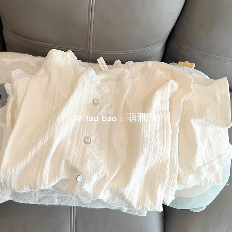 纯色女纯棉甜美睡衣开衫