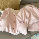 套装 磨毛德绒加厚长袖 少女家居服 春秋冬季 带胸垫粉色羊绒睡衣女款