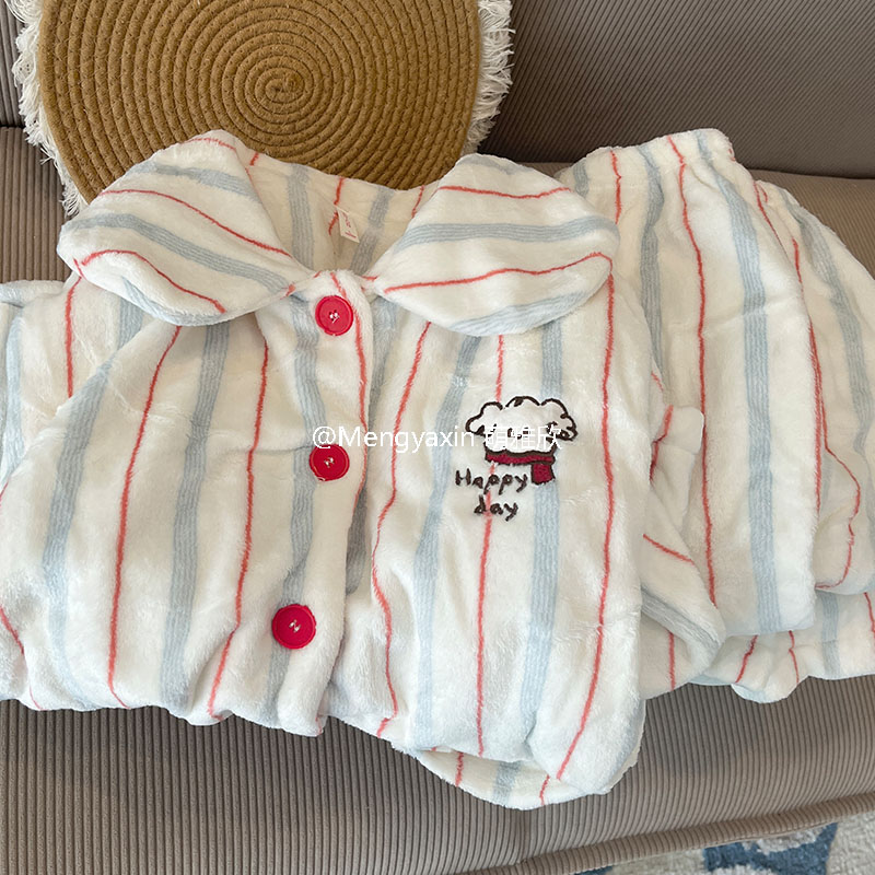 小狗女珊瑚绒卡通睡衣开衫