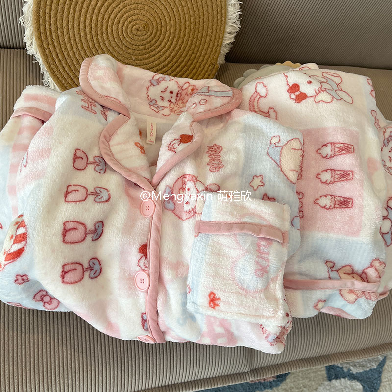 美乐蒂女珊瑚绒卡通睡衣开衫