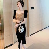 宴会平时可穿气礼服裙女轻奢小众设计波点系带修身 显瘦开叉连衣裙