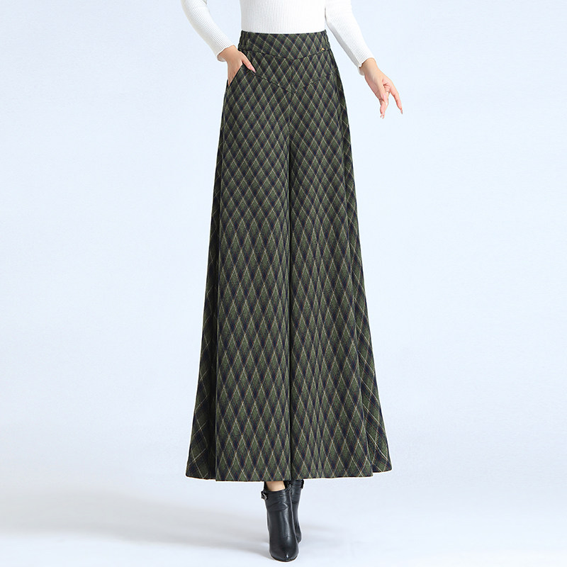 秋冬新款格子阔腿裤裙裤垂感毛呢休闲裤子宽松厚款喇叭裤甩裤女裤,女装/女士精品,休闲裤,淘宝优惠券,粉丝福利购,淘宝优惠卷