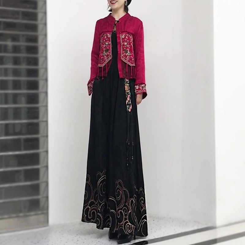 春季新中式衬衫半身裙长裙套装女