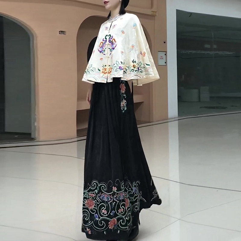 春装古典中式披肩半身裙两件套