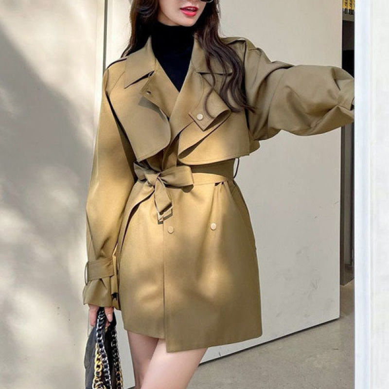 风衣女短款小个子2025春秋季新款韩版高级感气质收腰黑色风衣外套