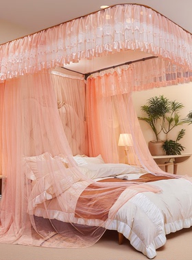 2026新款导轨蚊帐家用卧室高级感公主风法式1米8大床u型落地新型