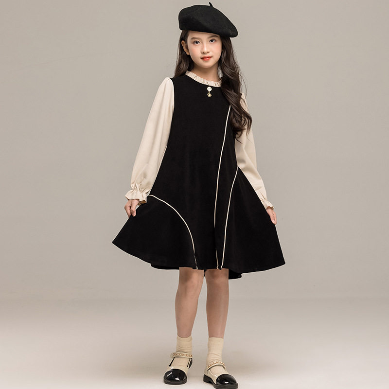 女童春秋季连衣裙假两件撞色公主裙2025韩版高级感女大童长袖裙子,童装/婴儿装/亲子装,连衣裙,淘宝优惠券,粉丝福利购,淘宝优惠卷