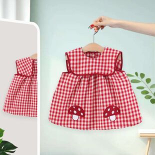 女童2026年夏季裙子新款儿童洋气无袖连衣裙女宝宝红色格子背心裙