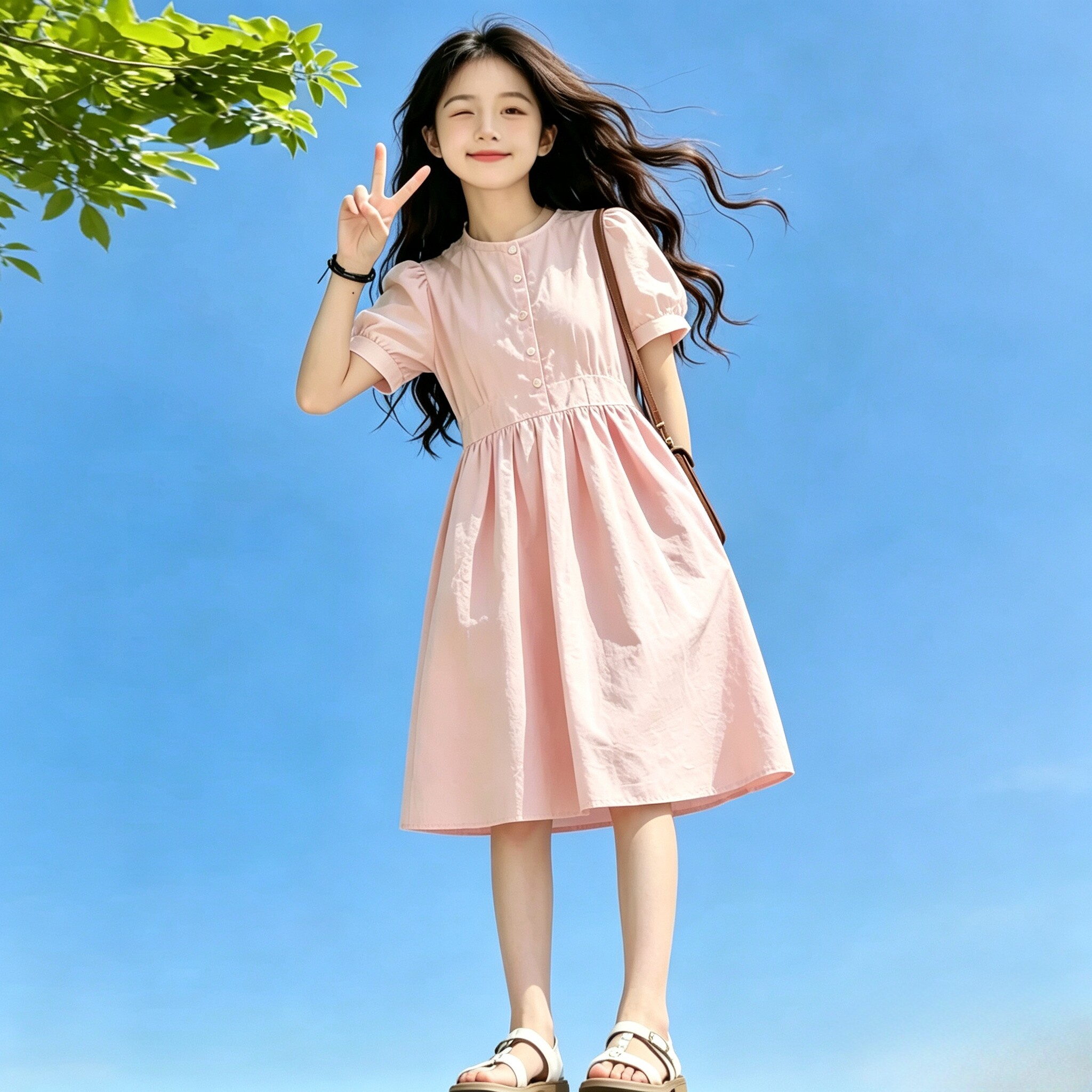 女童短袖连衣裙2026新款夏季薄款儿童洋气韩系女大童超好看公主裙