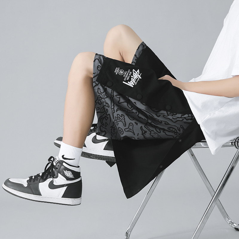 A334-K098-40假2件排扣大码冰丝五分裤，男装休闲裤，电商B339(原A334）