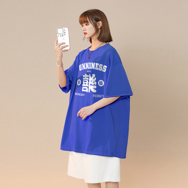 A334-TX02-25青春流行宽松圆领夏季短袖创意字母印花T高品质全棉,女装T恤,电商B339(原A334）
