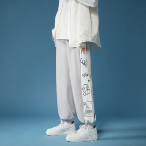 A334-K090-P35夏季薄款男士宽松潮牌抽绳束脚九分裤冰丝裤控69图片
