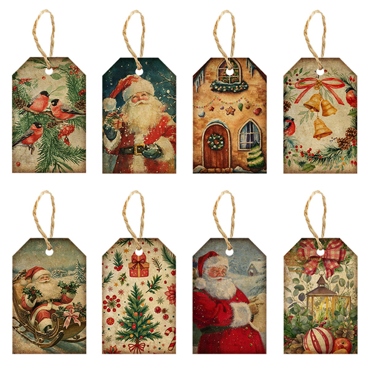 圣诞节派对礼品复古标签麻绳吊牌