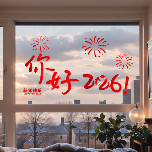 过年装饰玻璃窗花贴春节商场店铺