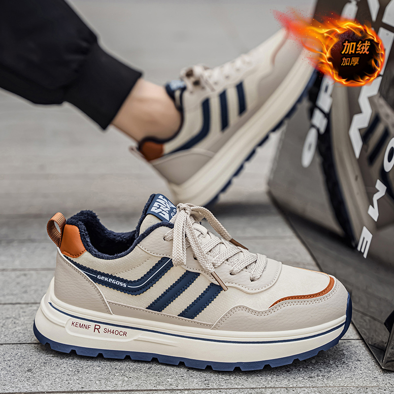 回力男鞋2025新款冬季加绒保暖棉鞋皮面运动休闲鞋男士潮流阿甘德