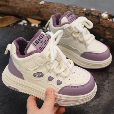 江博士儿童棉鞋女童鞋子加绒板鞋2025冬季学生冬鞋女孩大棉保暖童