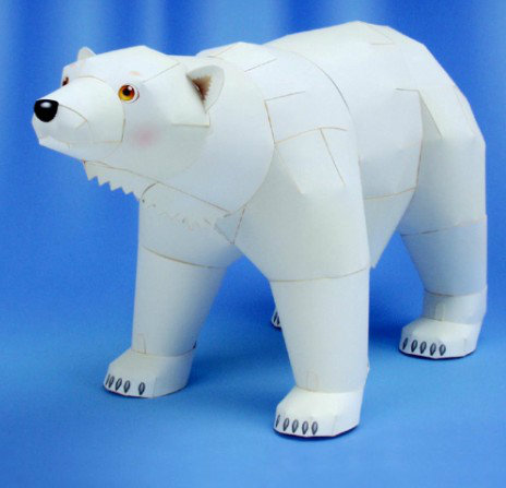 儿童手工折纸DIY拼装立体3D纸质模型仿真极地海洋动物北极熊制作