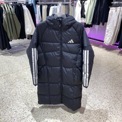 adidas阿迪达斯男子保暖长款连帽鸭绒羽绒服夹克JG3840