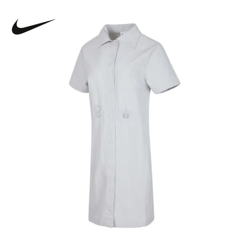 NIKE耐克女25夏季新款连衣裙运动休闲抽绳刺绣衬衫裙HJ1145-034
