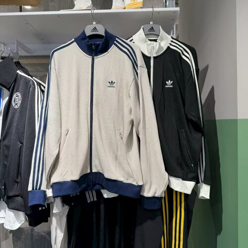 Adidas阿迪达斯三叶草男25秋季新款华夫格立领运动宽松外套KC2618