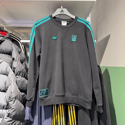 正品Adidas阿迪达斯男子利物浦足球文化三条杠卫衣套头衫JW5472