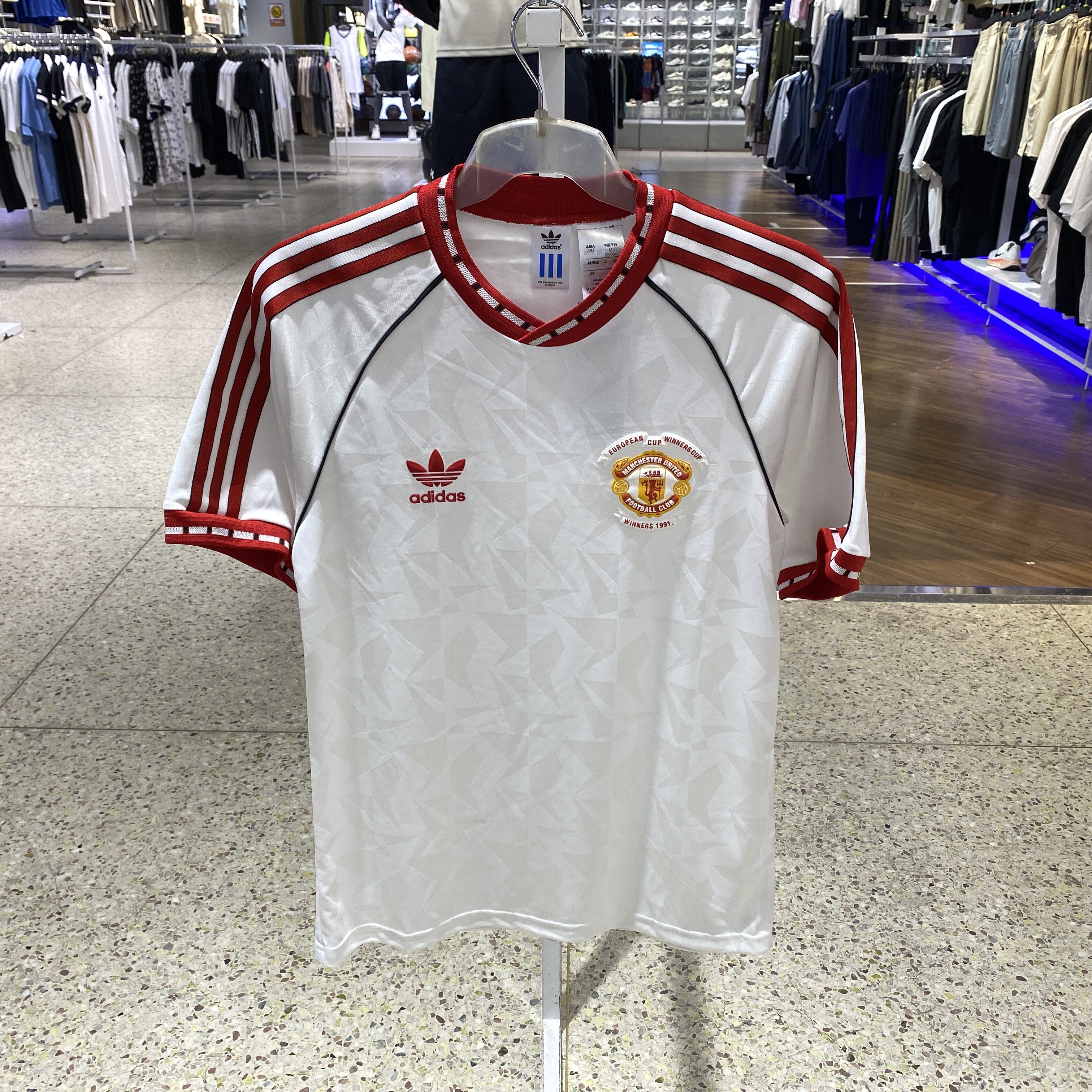 Adidas阿迪达斯复刻91年曼联客场短袖球衣足球服JF0376