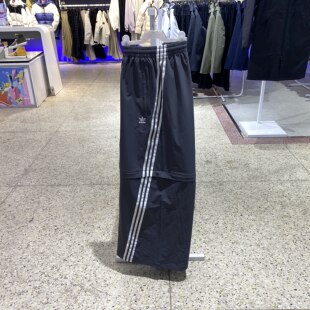 阿迪达斯三叶草2024冬季 中性梭织长裤 宽松喇叭裤 男女KA2761 新款