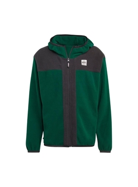 Adidas阿迪达斯三叶男子绒面秋冬运动连帽保暖夹克外套IC2340