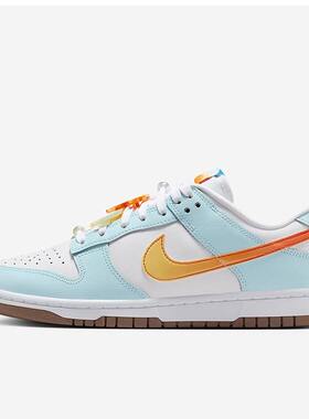 Nike/耐克女夏季Dunk Low白蓝橙海岛风运动休闲鞋板鞋IB8877-191
