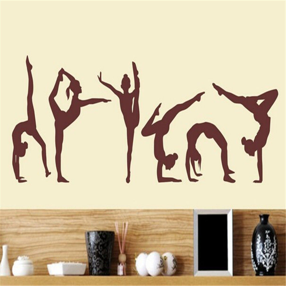 六个跳舞女孩体操壁纸乙烯基艺术墙壁画贴纸女孩卧室装饰贴画定制|msdalam kategori Aksesori rumah, pelekat, Pelekat dinding - dari Buy2taobao.com untuk memberikan perkhidmatan ejen Taobao profesional membeli