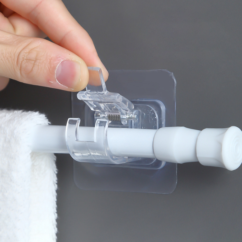 门帘杆免打孔挂钩窗帘伸缩杆支架托单杠固定座一整套配件墙面挂环