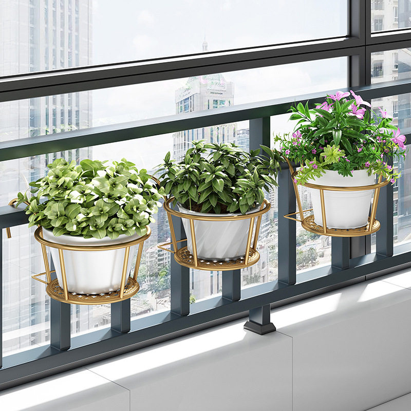 花架子置物2024新款阳台花盆架护栏悬挂花架栏杆铁艺多肉花盆架子
