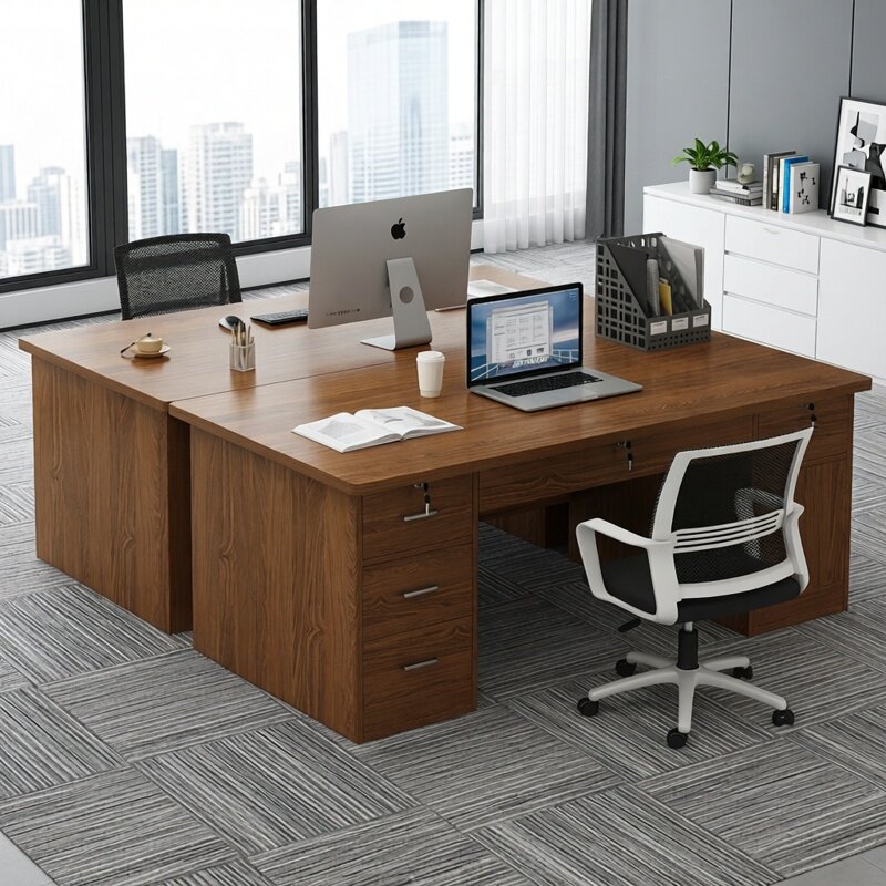 电脑桌台式办公桌置物架老板桌简约员工位办公室职员桌子家用书桌