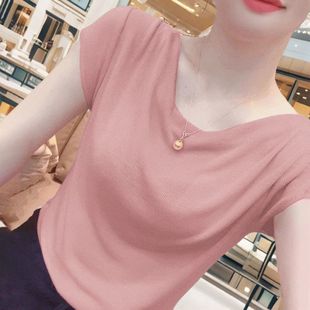 休闲清凉显瘦百搭上衣T恤女 舒适感法式 淑女软糯短袖 2025夏季 新款