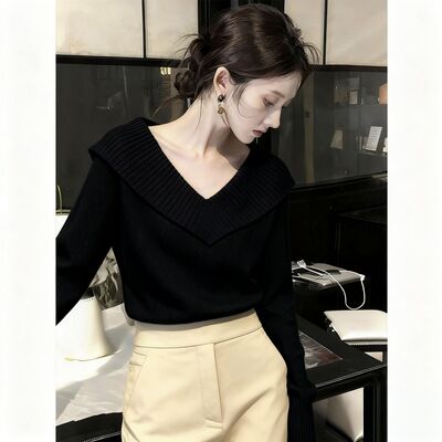 v领毛衣女2025新款洋气慵懒高级感上衣内搭可外穿针织打底衫秋冬