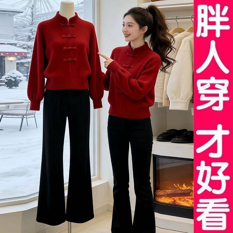 新中式套头立领针织打底衫加厚毛衣秋冬季胖MM穿搭慵懒休闲上衣,女装/女士精品,毛针织衫,淘宝优惠券,粉丝福利购,淘宝优惠卷