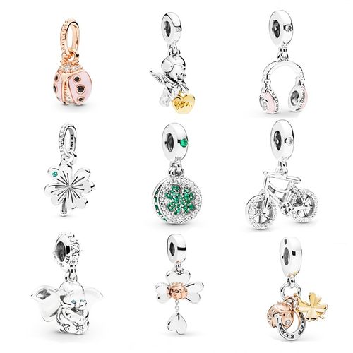 diy绿色自行车耳机挂坠四叶草