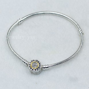 潘家多拉 全新经典金银手链女14K描金点钻MOMENTS 基础链蛇骨链