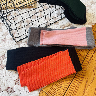 九分裤棉打底裤拼色毛线裤