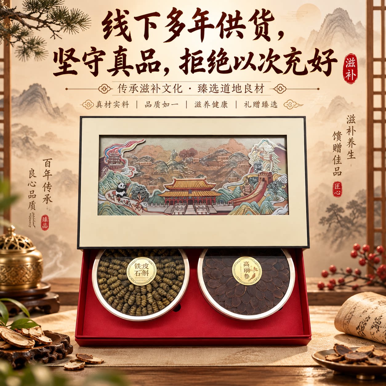 【线下渠道专柜高品质】铁皮石斛 高丽参双拼礼盒